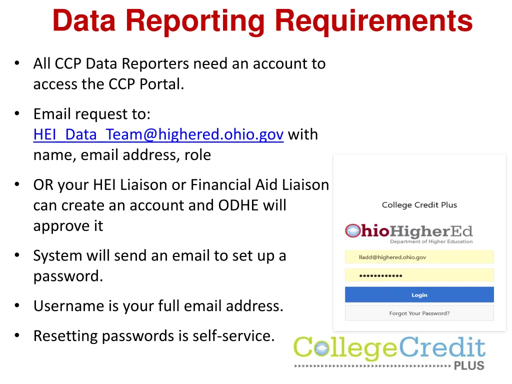 data reporting requirements