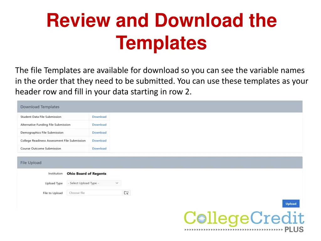 review and download the templates