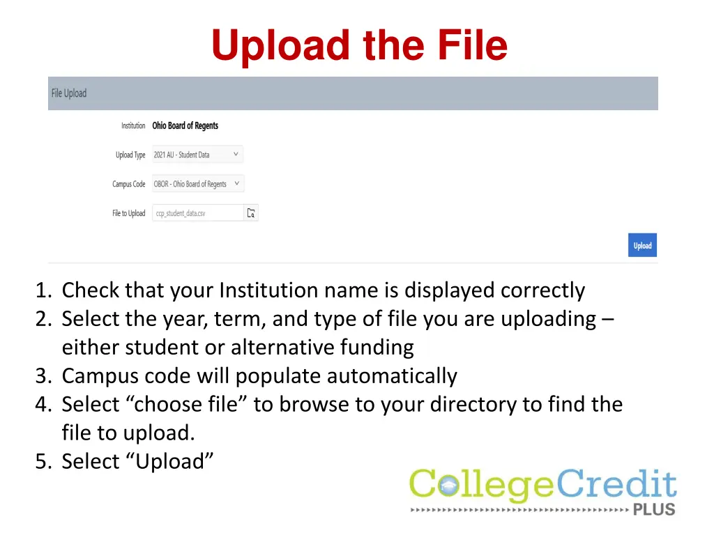 upload the file