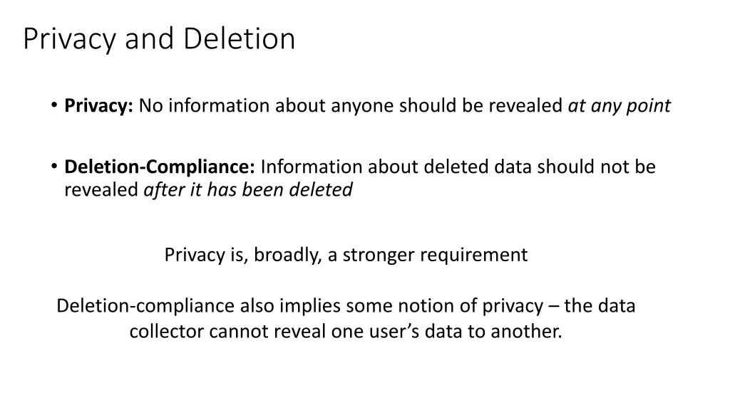 privacy and deletion