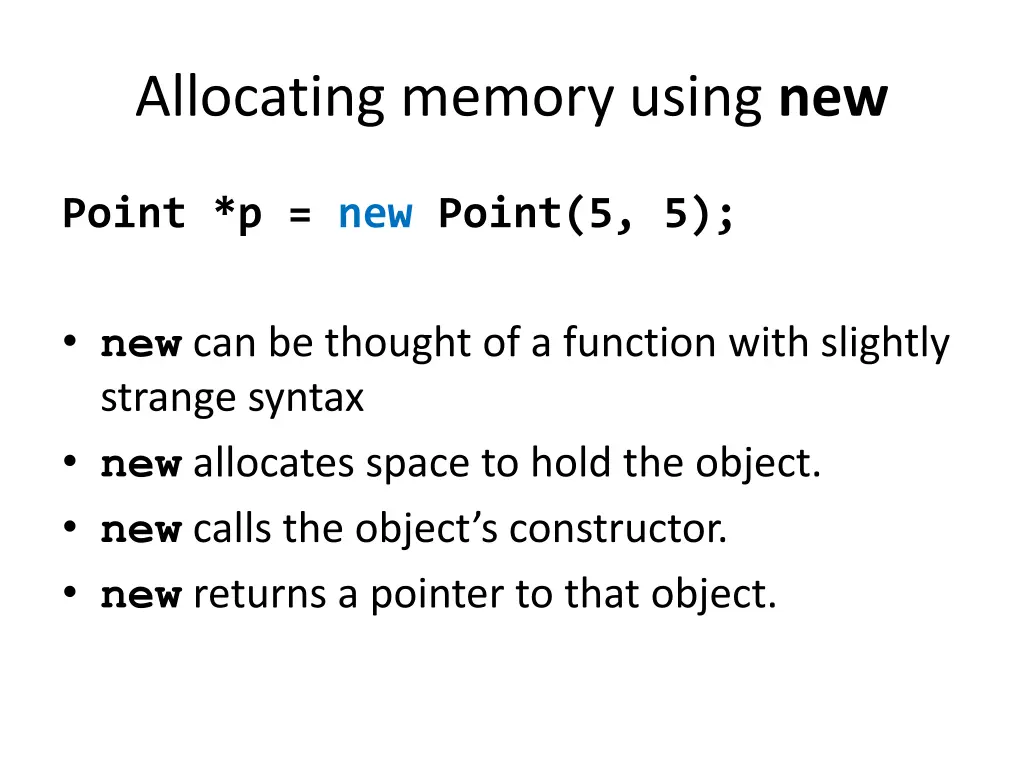 allocating memory using new