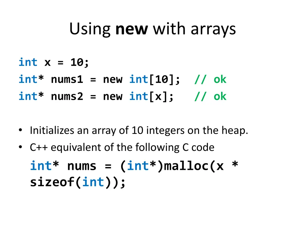 using new with arrays