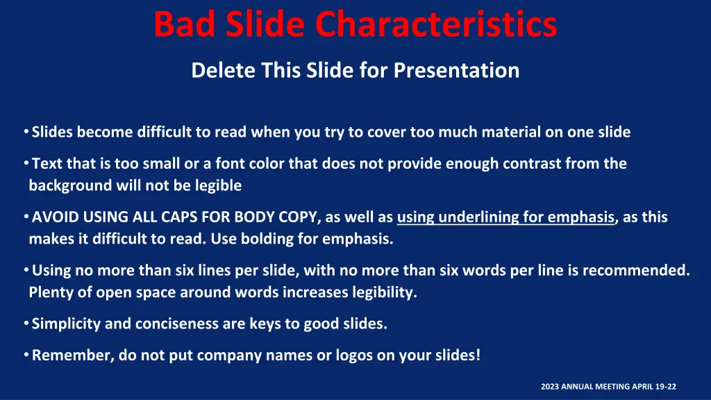 bad slide characteristics 1