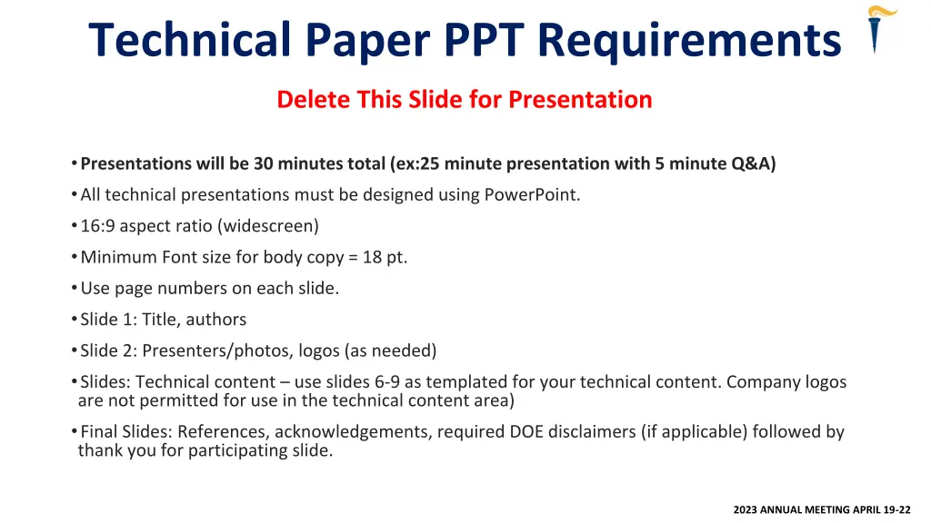 technical paper ppt requirements 1