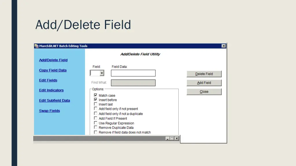 add delete field