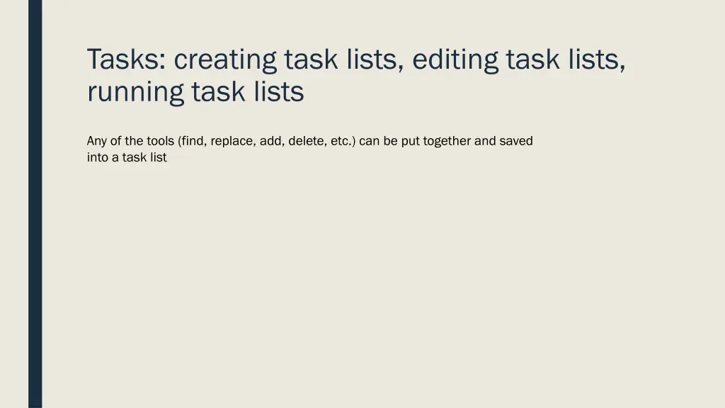 tasks creating task lists editing task lists