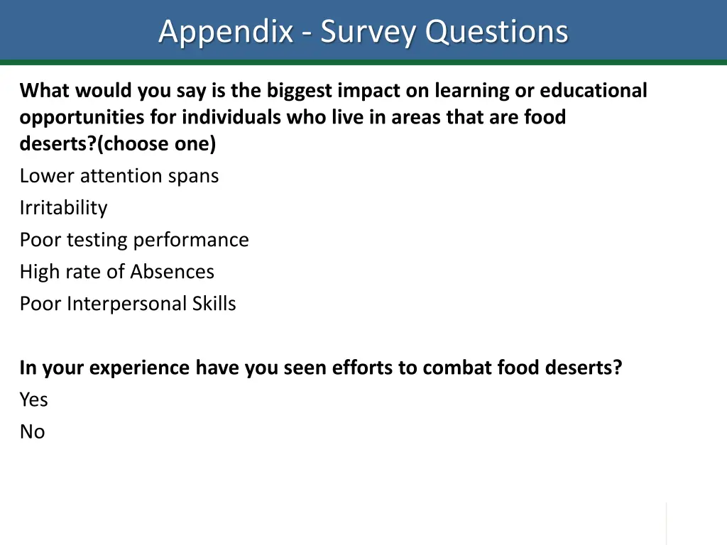 appendix survey questions 1