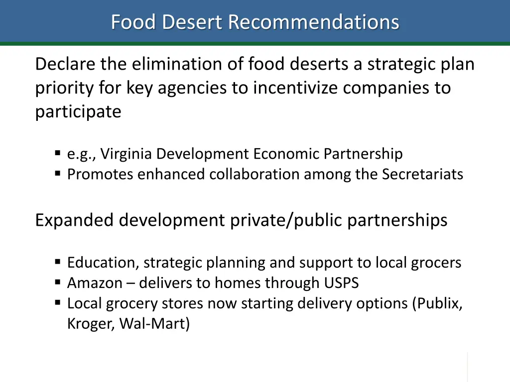 food desert recommendations 1