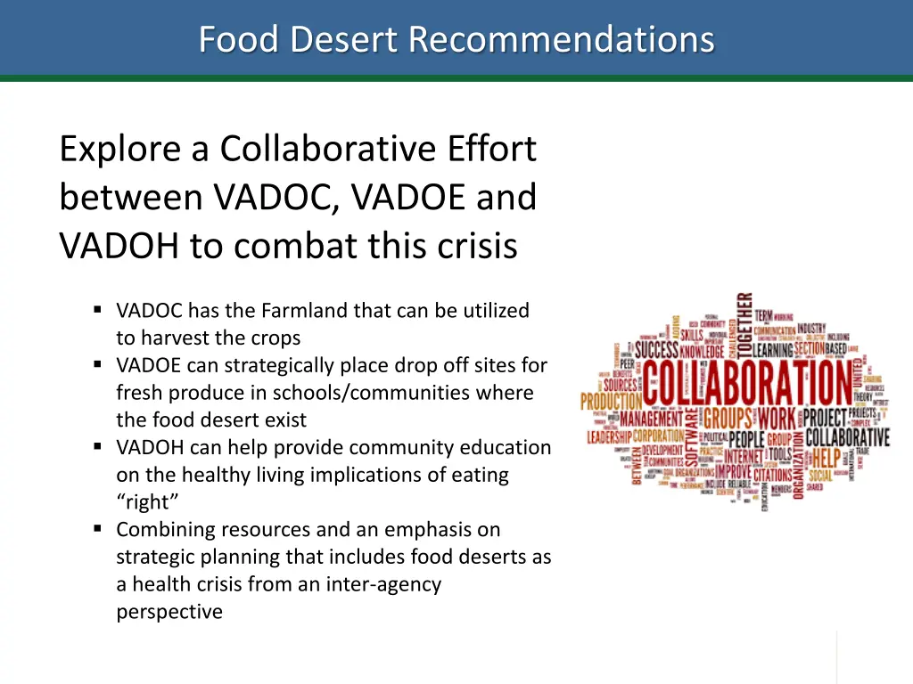 food desert recommendations