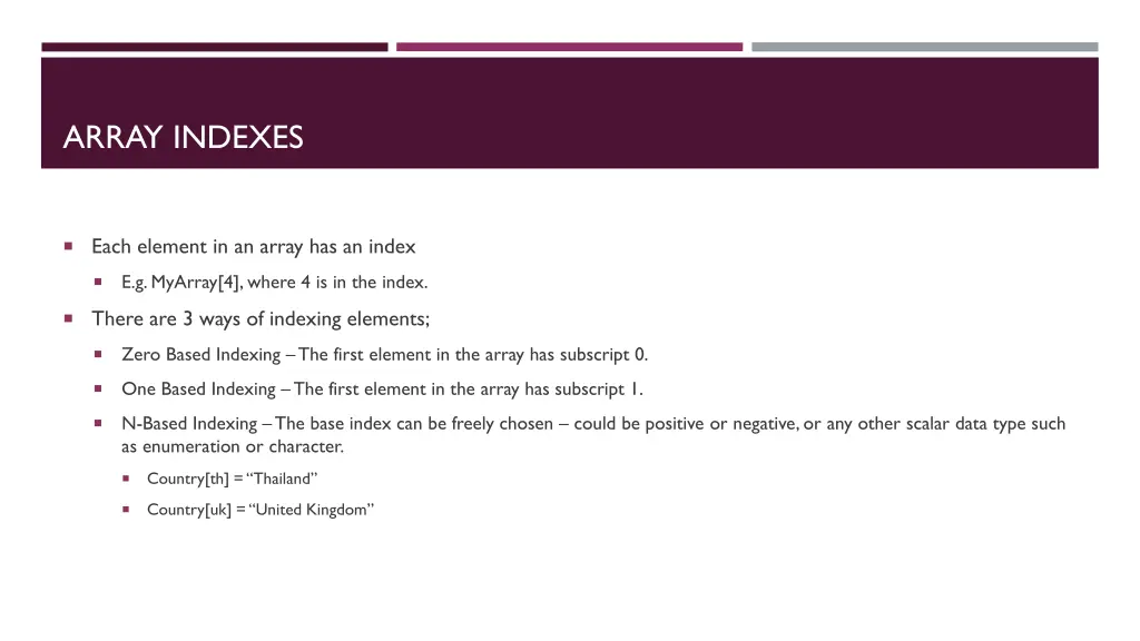 array indexes