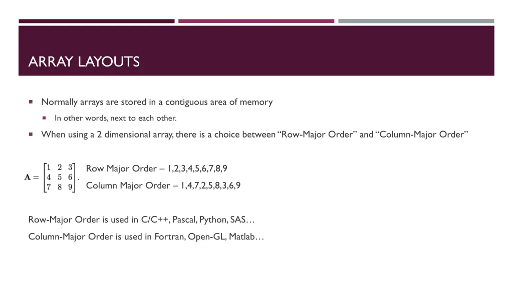 array layouts