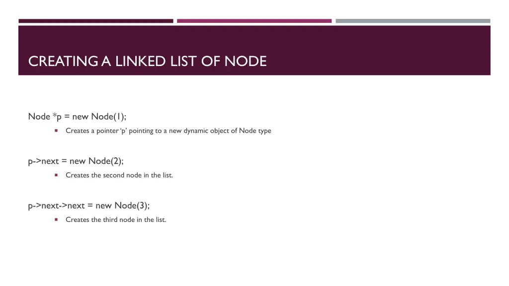 creating a linked list of node