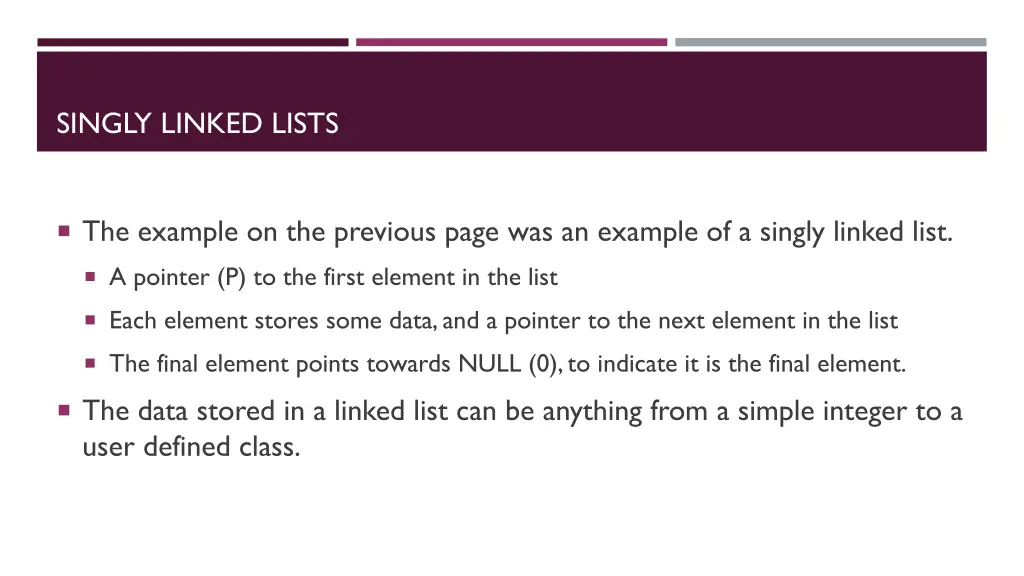 singly linked lists