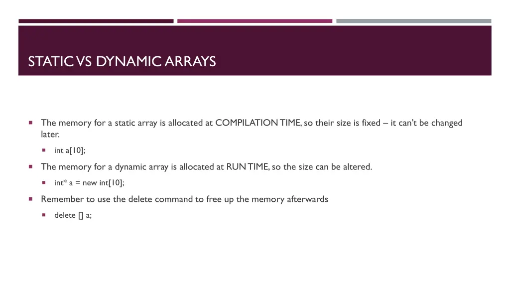 static vs dynamic arrays