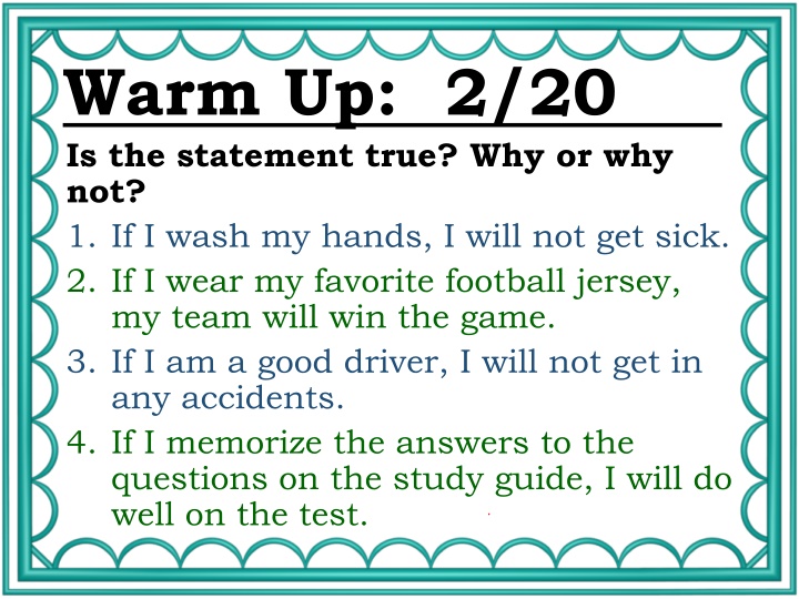 warm up 2 20 is the statement true