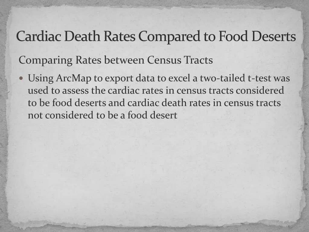 cardiac death rates compared to food deserts