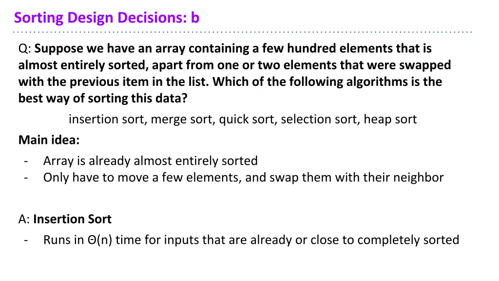 sorting design decisions b