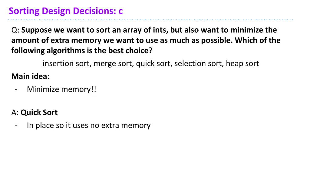 sorting design decisions c