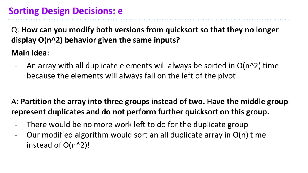 sorting design decisions e