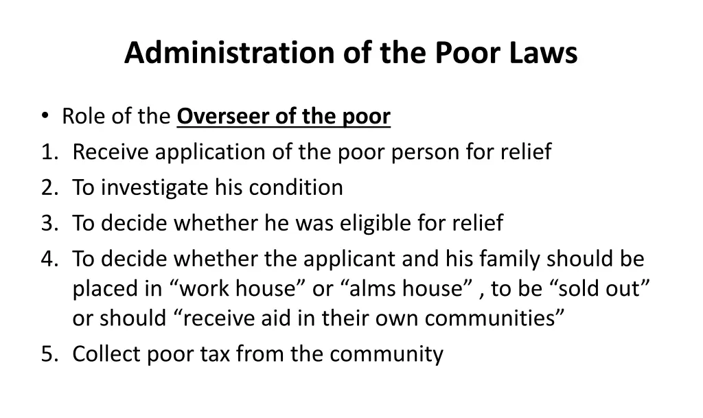 administration of the poor laws