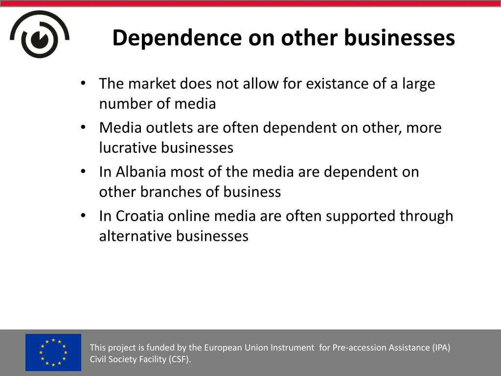 dependence on other businesses