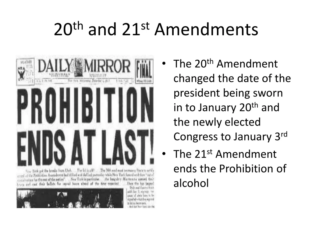 20 th and 21 st amendments