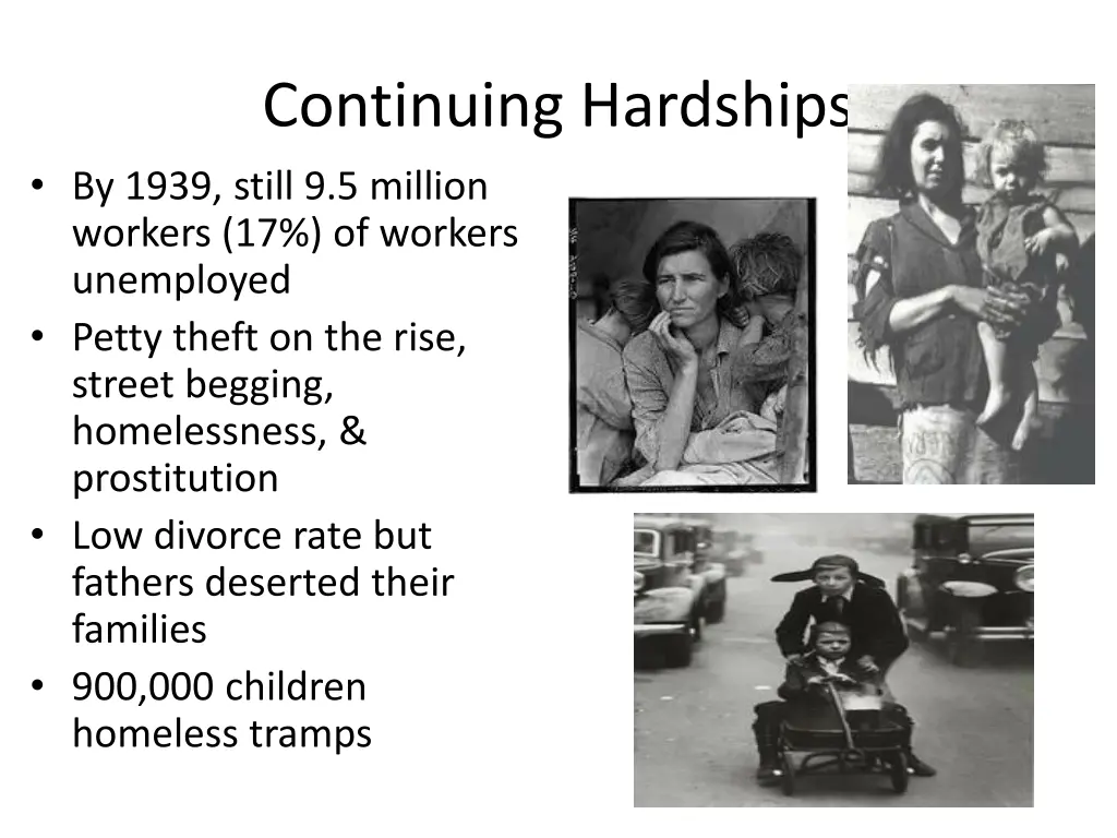 continuing hardships by 1939 still 9 5 million