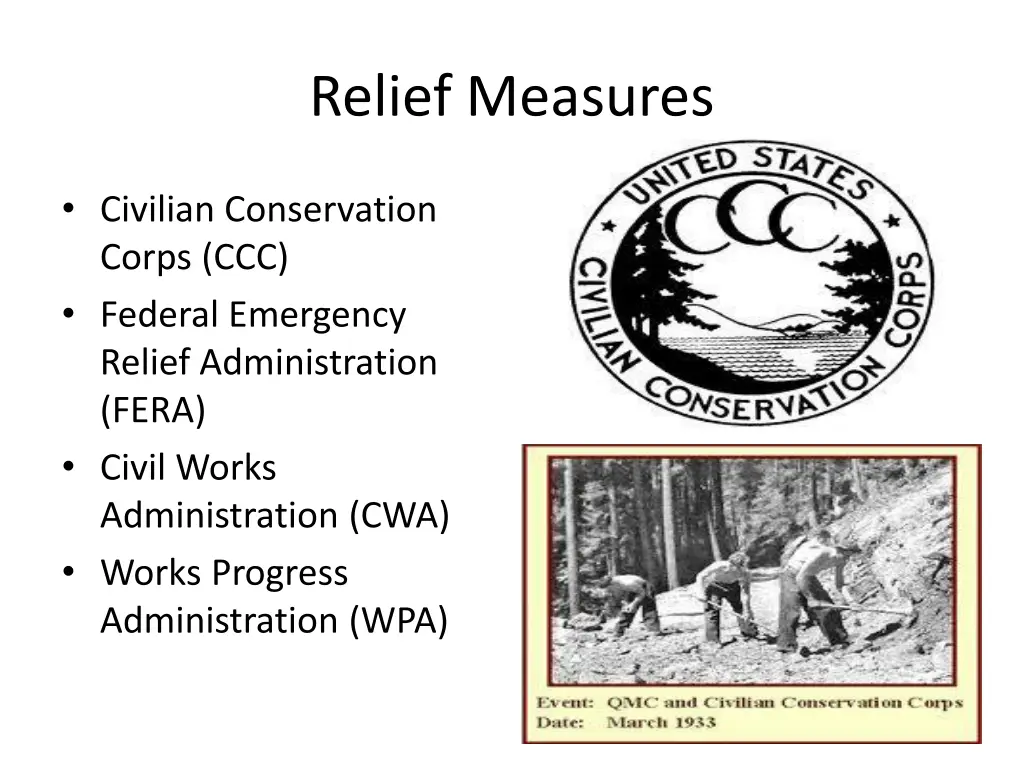 relief measures