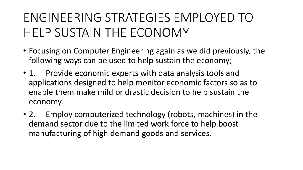 engineering strategies employed to help sustain