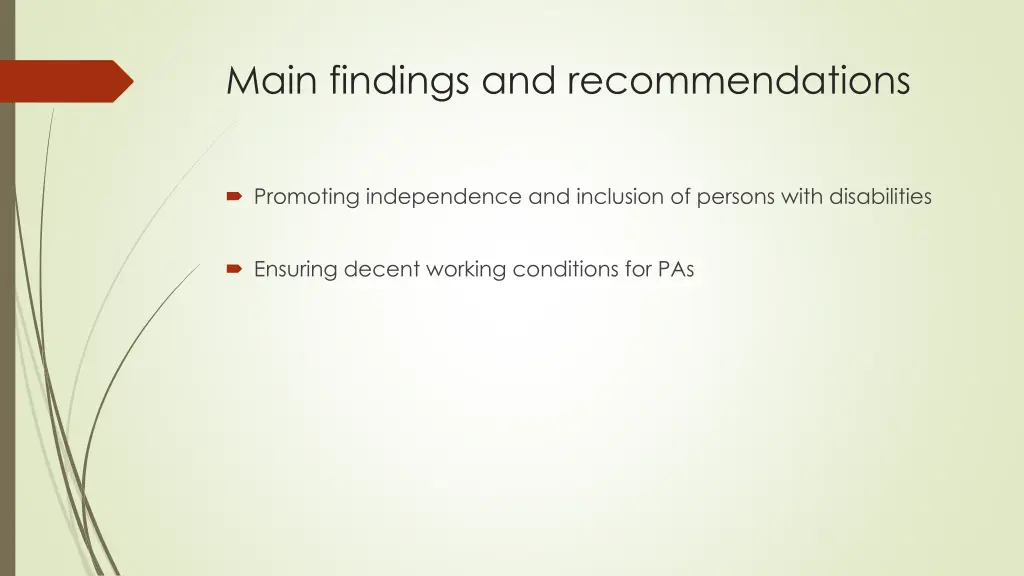 main findings and recommendations