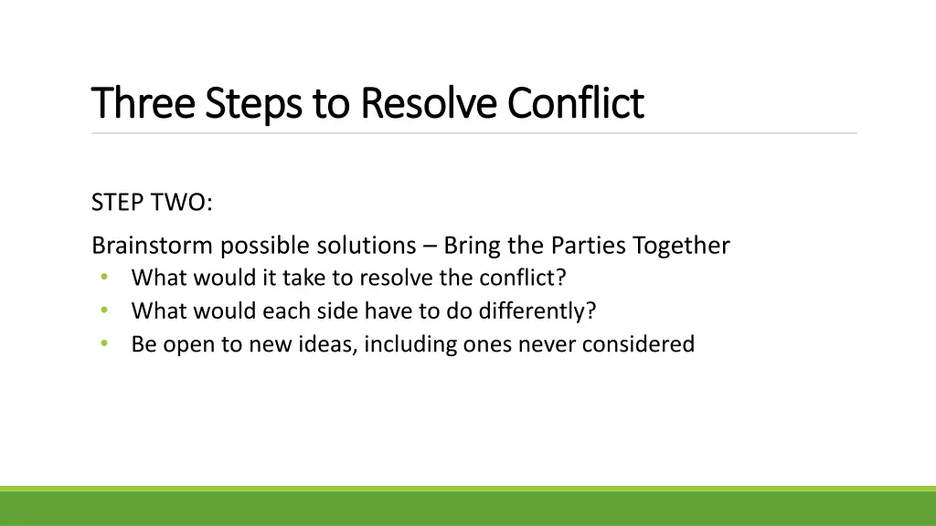 three steps to resolve conflict three steps 1