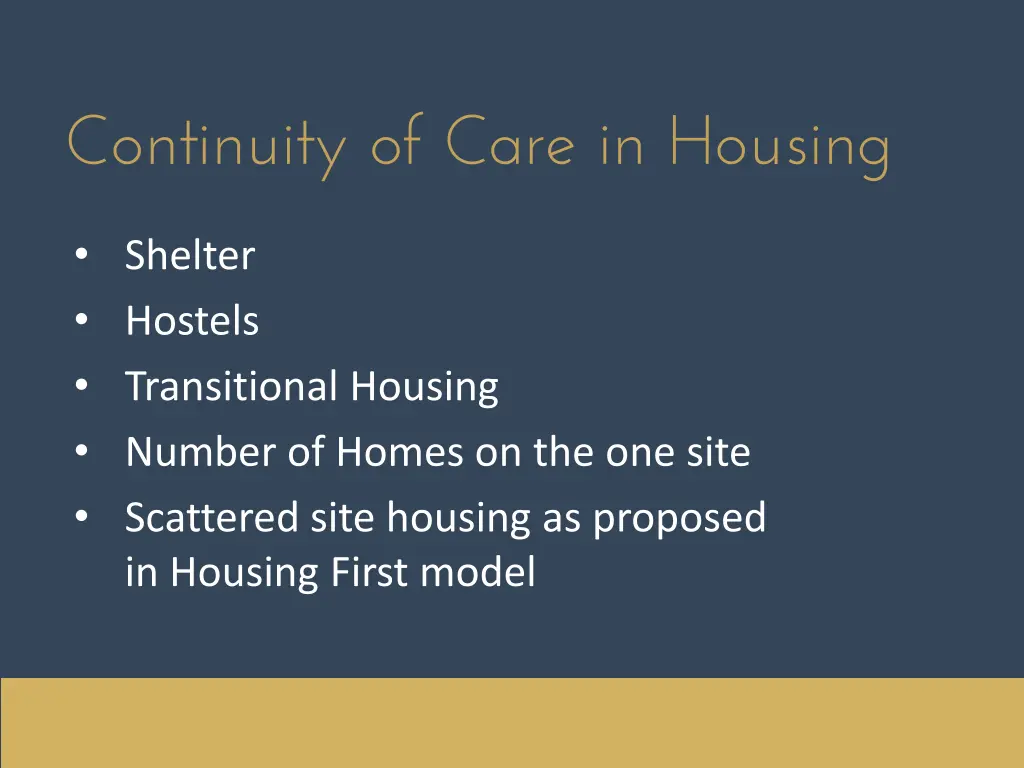 continuity of care in housing