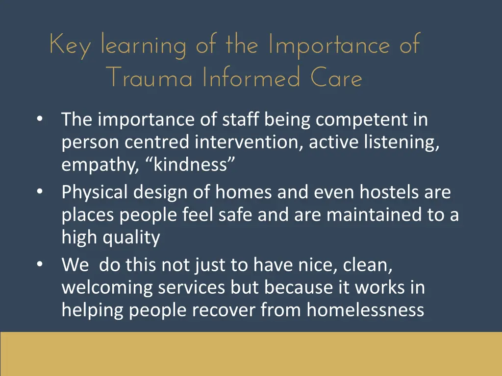 key learning of the importance of trauma informed 1