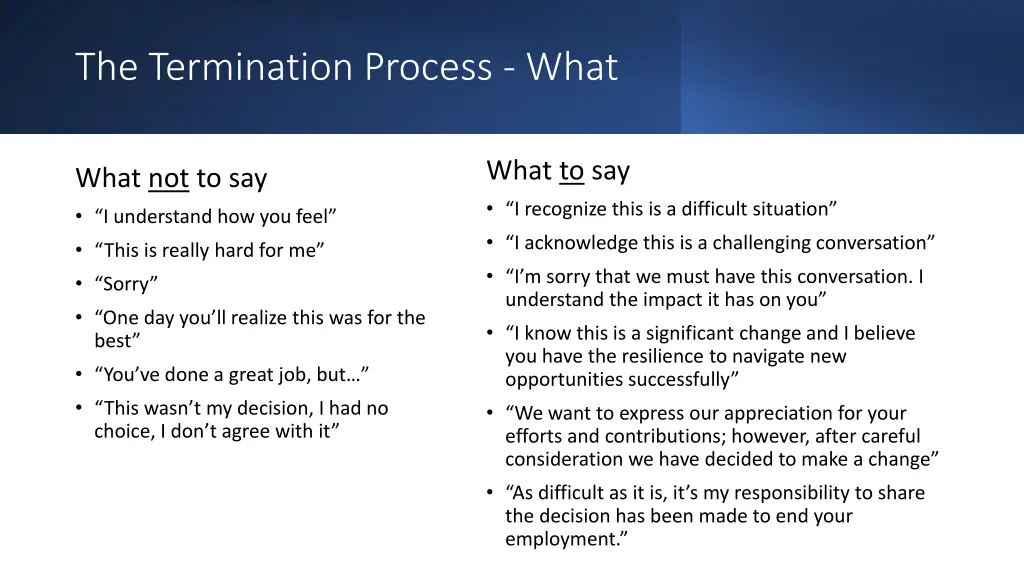 the termination process what 1