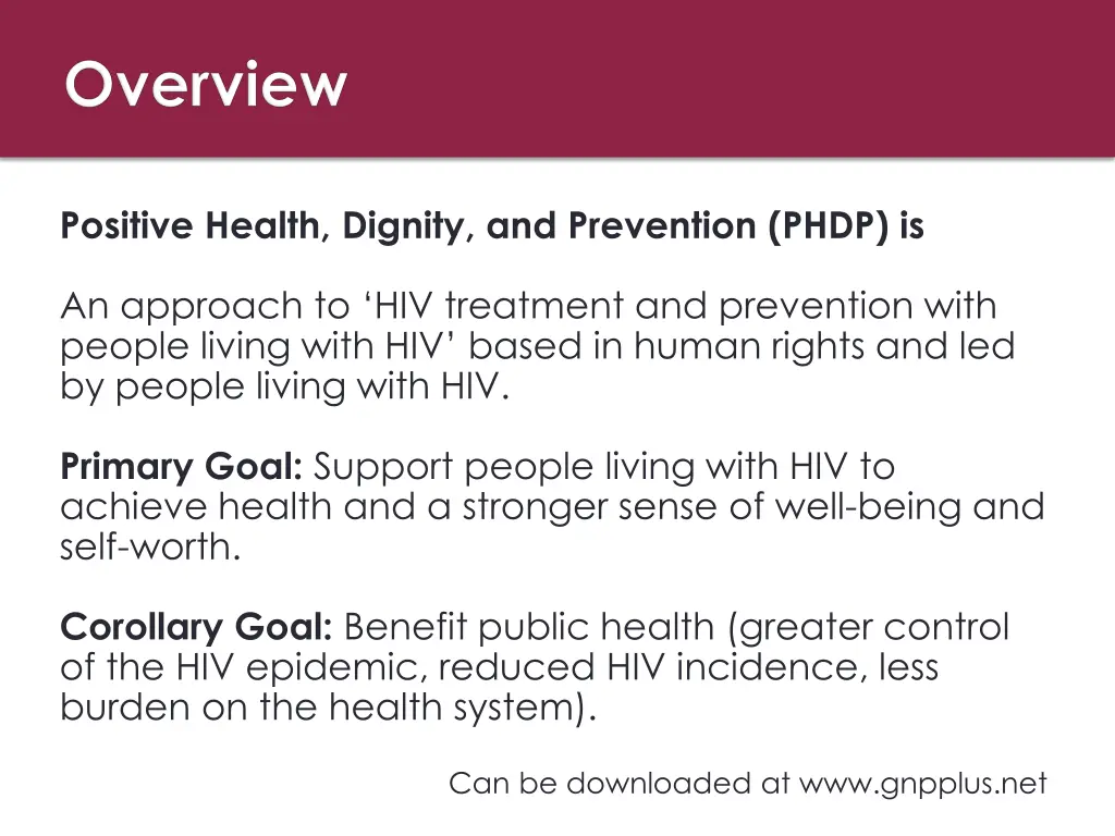 positive health dignity and prevention phdp is