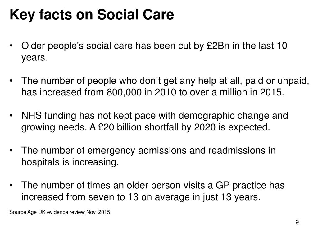 key facts on social care