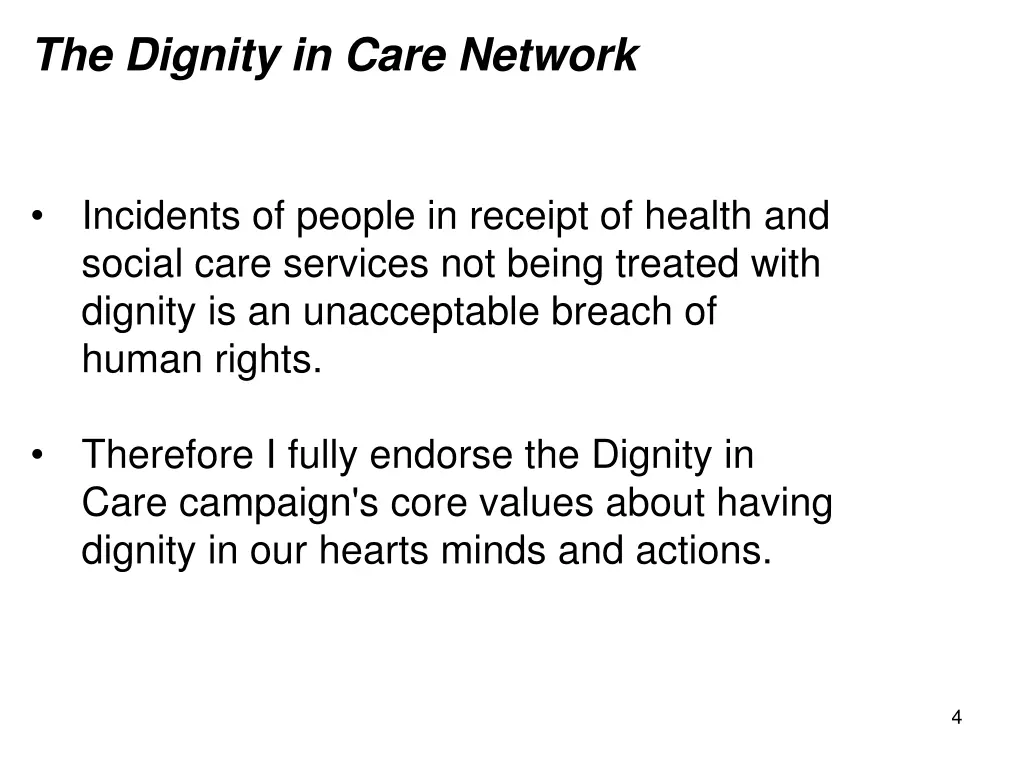 the dignity in care network