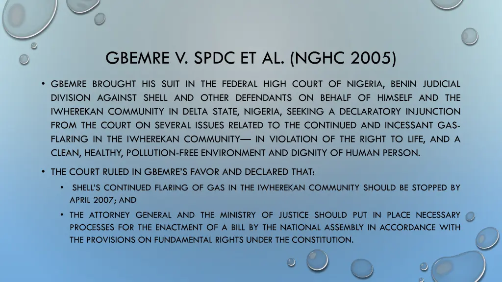 gbemre v spdc et al nghc 2005