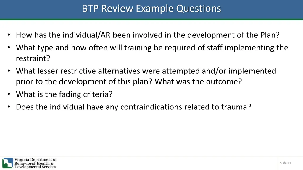 btp review example questions