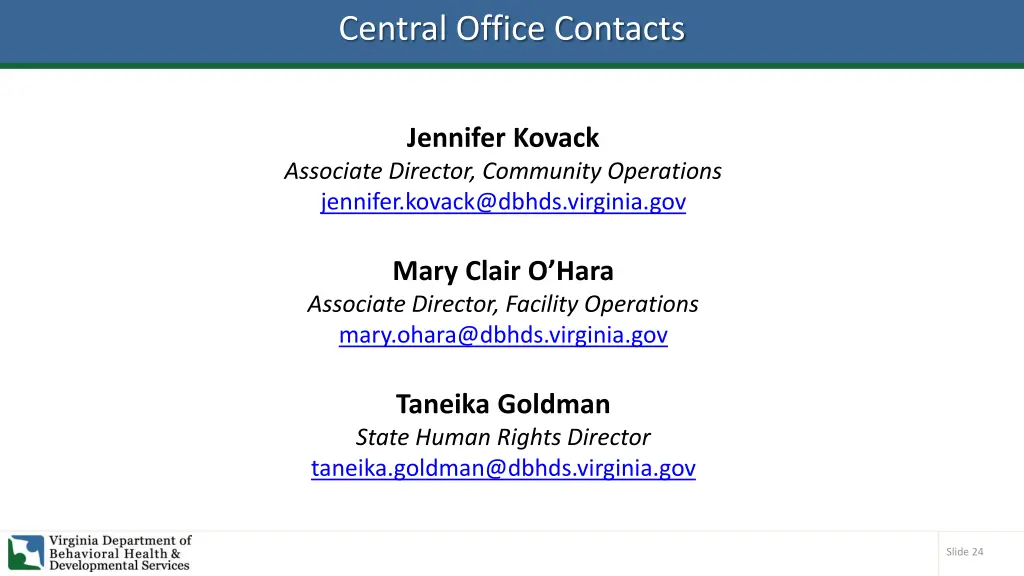 central office contacts