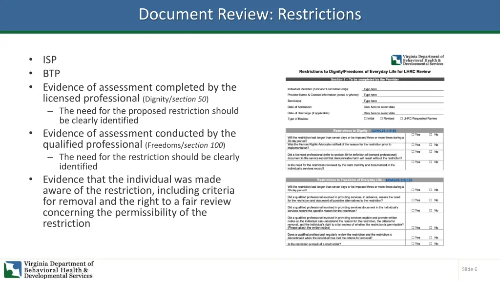 document review restrictions