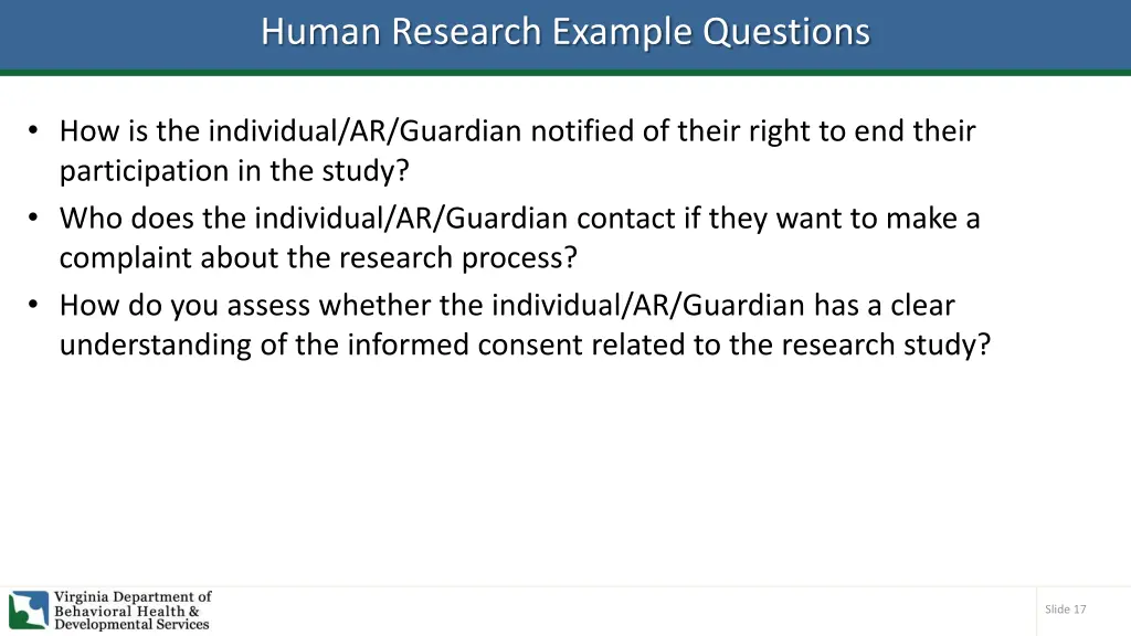 human research example questions