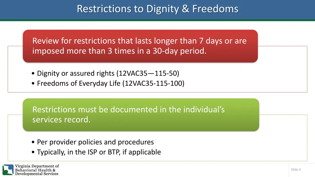 restrictions to dignity freedoms