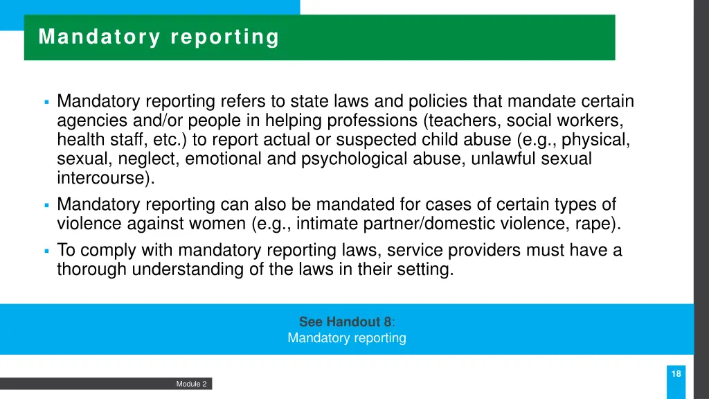 mandatory reporting