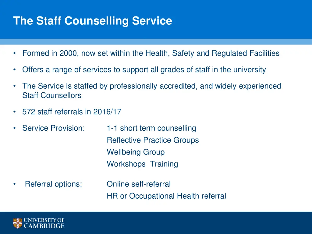 the staff counselling service