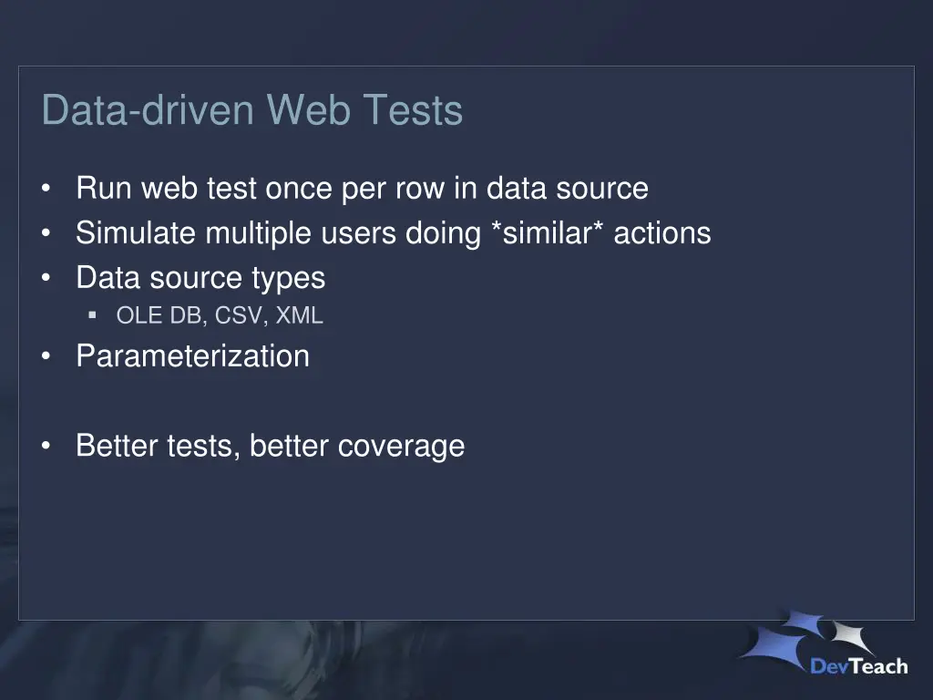 data driven web tests