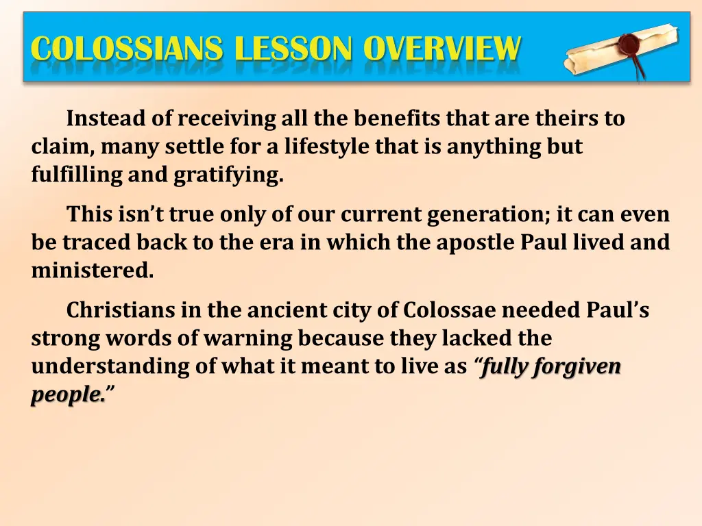 colossians lesson overview 1