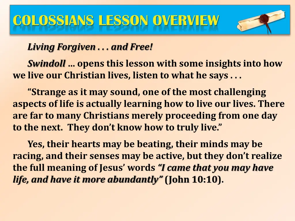 colossians lesson overview