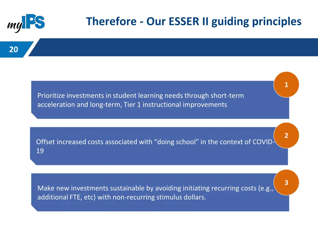 therefore our esser ii guiding principles