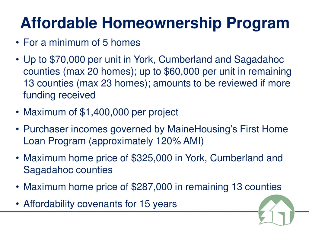 affordable homeownership program for a minimum